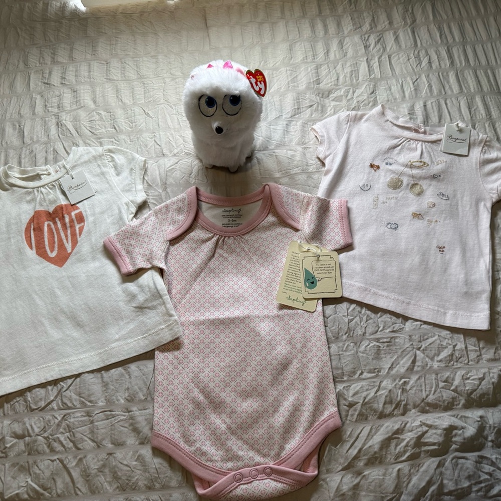Pink and White Baby Onesie Set